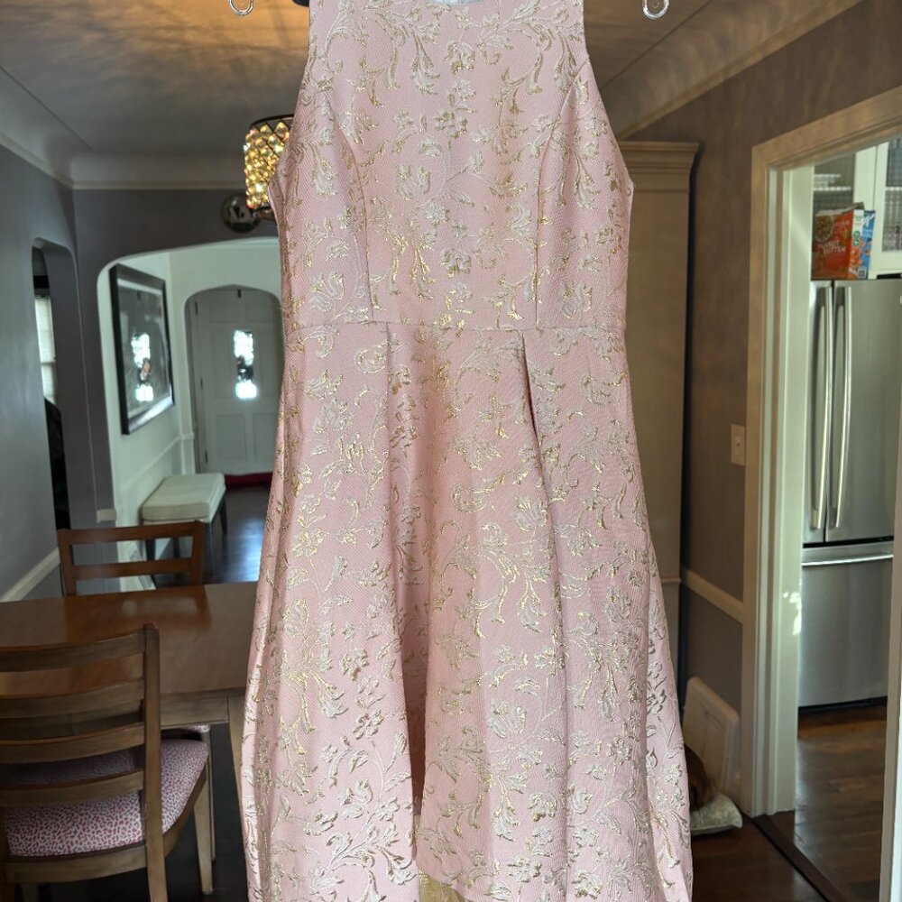 NWT Nevada Love Blush Floral Jacquard Sleeveless Midi Dress. Size 8